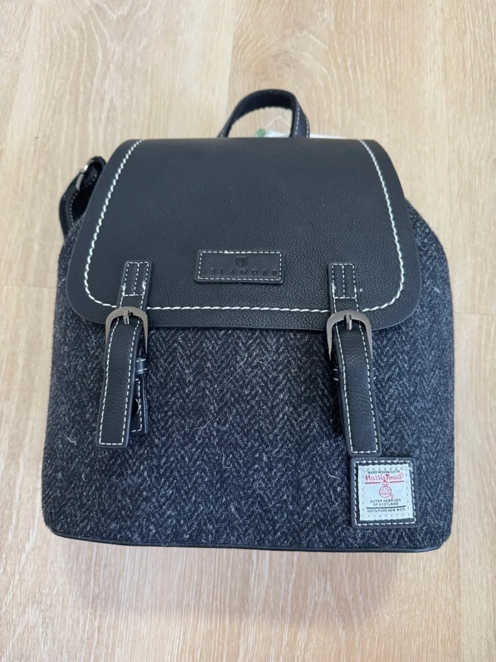 Islander Black Tweed Backpack with Contrast Stitching